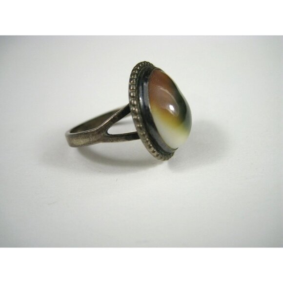 Operculum Shell Eye Sterling Silver 925 Ring Vintage Statement Size 9.5 - Picture 8 of 10